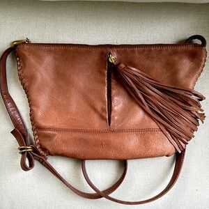Authentic Hobo brown leather crossbody bag with adjustable strap